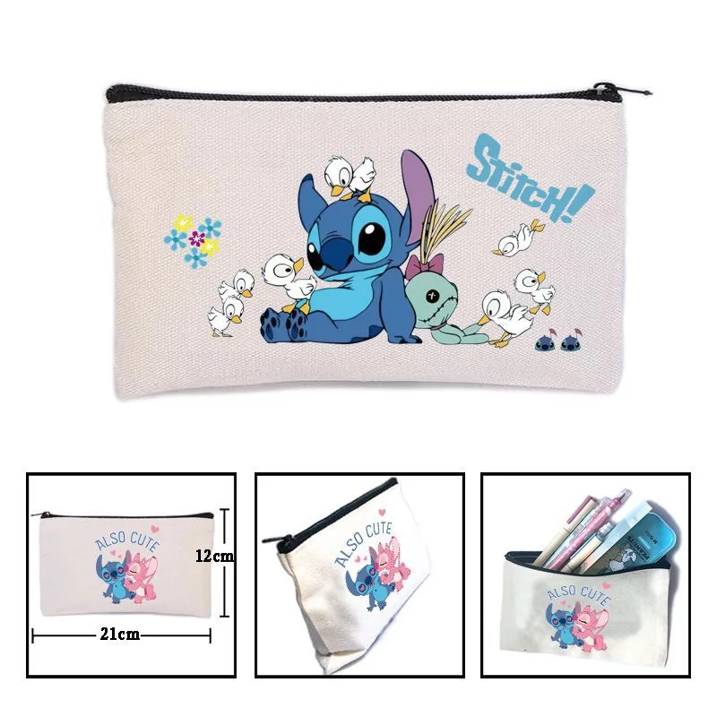 Kawaii Disney Anime Stitch Zipper Pen Bag Stationery Box Cartoon Pencil Case School Student Adorable Fashion Pencil Bag