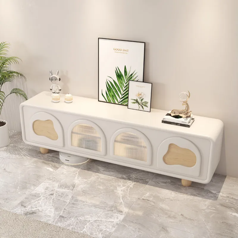Mueble de TV Clásico Minimalista Blanco, Mueble de TV Moderno Europeo para Sala de Estar, Ahorro de Espacio, Mueble Televisor para el Hogar