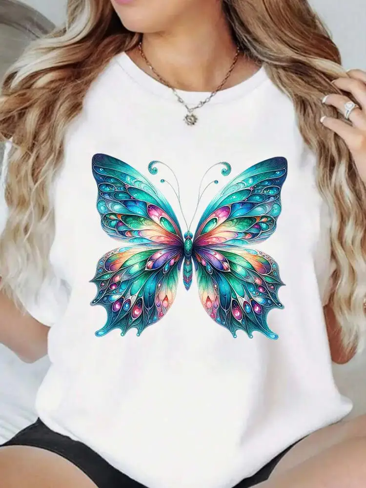 T-shirt a maniche corte Popolare Casual Donna T-shirt grafiche Moda Amore Tendenza Fiore Abiti carini Stampa T-shirt con o-collo