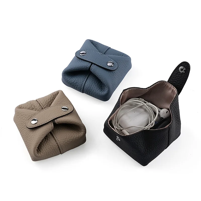 여성을 위한 뉴 레트로 소가죽 미니백 동전 지갑 이어폰 립스틱 보석 정리용 휴대용 스타일리시 소형 수납 가방