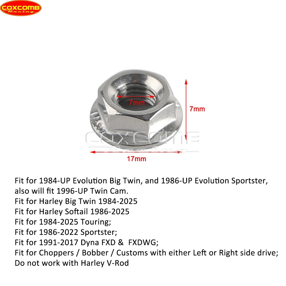 304 Stainless Steel Exhaust Flange Nuts Elbow Nut M8 Fastener For Harley Sportster Roadster Iron Custom Superlow XLH XL 883 1200