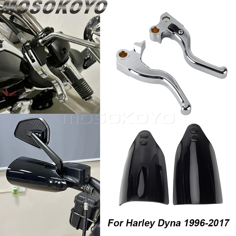 For Harley Dyna Brake 96-17 Street Bob Low Rider Wide Super Glide Switchback 3 Finger Clutch Brake Handle Levers Handguard Cover