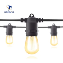 10M LED String Lights Commercial Grade Waterproof S14 E27 Warm LED Retro Edison Filament Bulb For Holiday Garland Garden