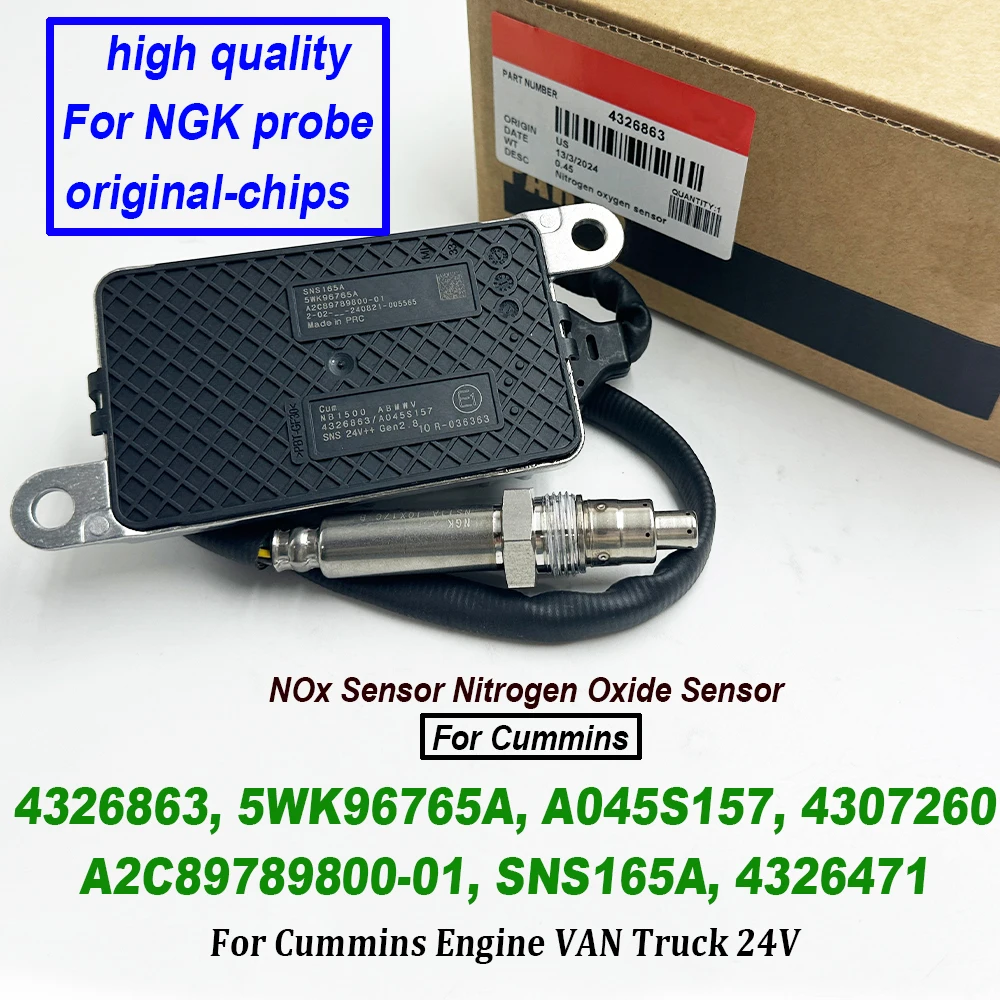 Nitrogen Oxygen NOX Sensor For NGK Probe 5WK96765A 4326863 4326471 4307260 for Cummins Truck Engine 24V 5WK96765 A2C89789800-01