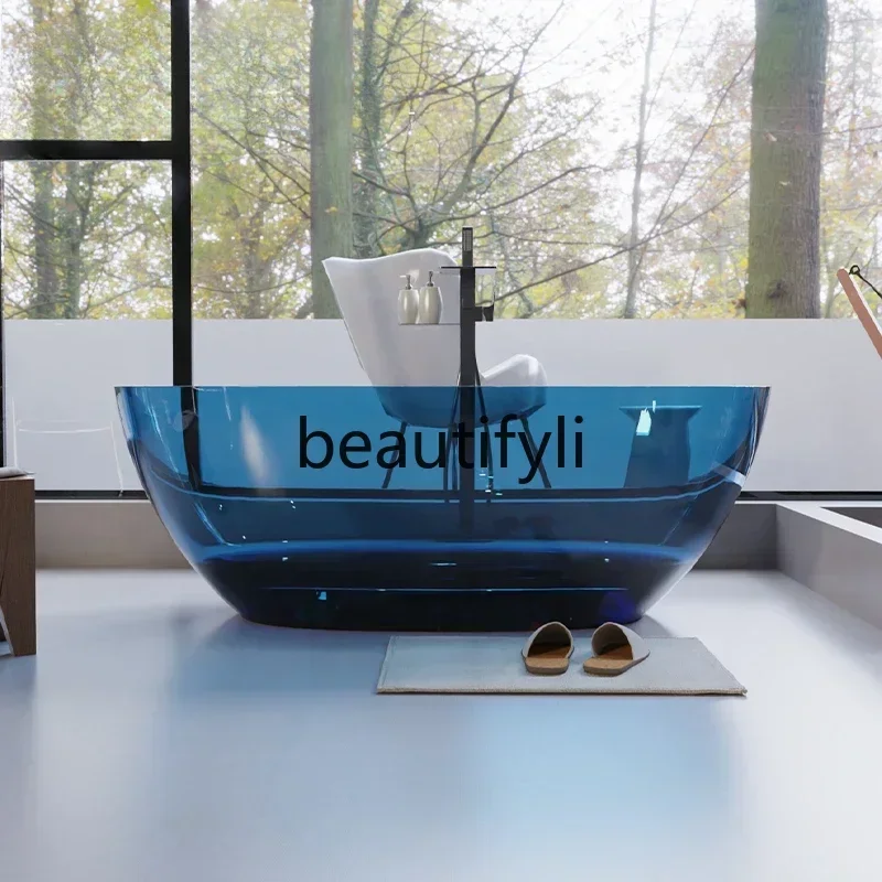 

Y ATransparent resin Color crystal bathtub Egg-shaped artificial stone bathtub Independent integrated