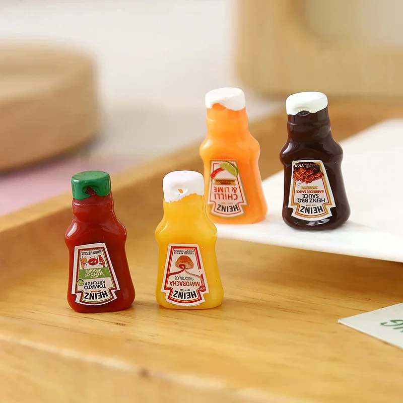 Juego de simulación de accesorios de comida en miniatura: paquete de 10 tarros de mermelada de salsa de fresa para casa de muñecas