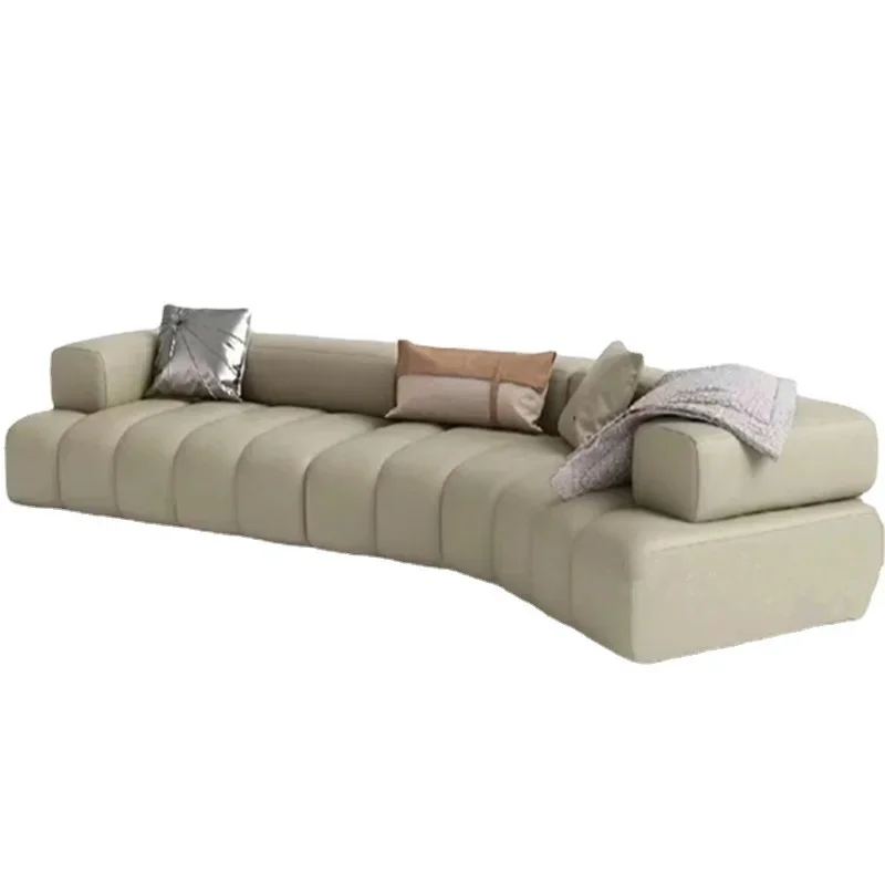 Light luxury leather art microfiber leather living room large apartment corner curved line piano key sofa