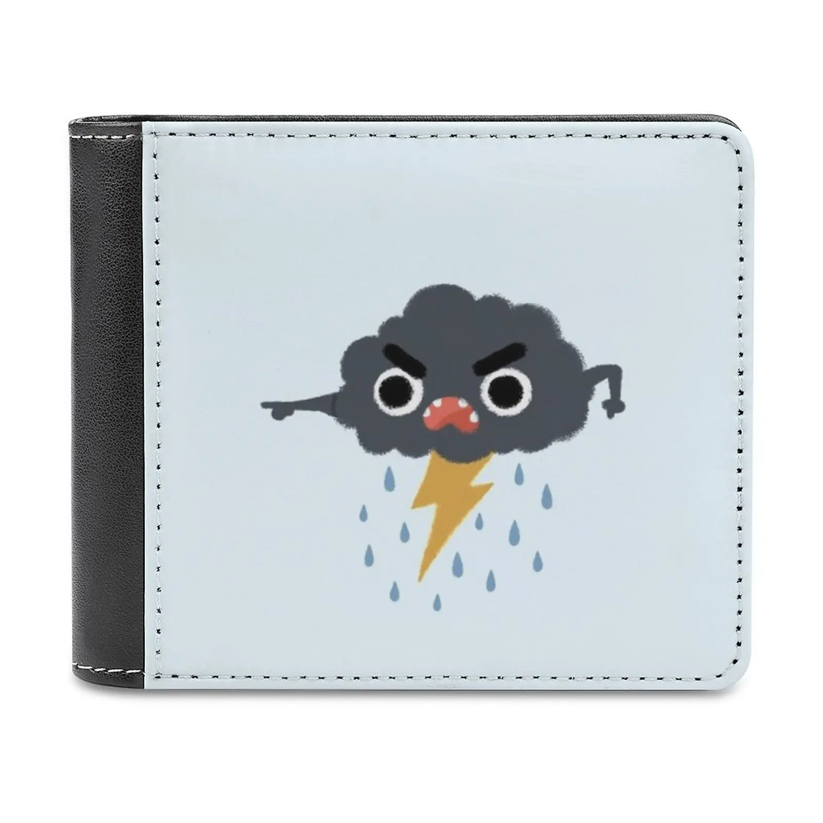 

Grumpy Cloud Leather Wallet Men's Wallet Diy Personalized Purse Father'S Day Gift Digistickie Cloud Rain Cloud Thundercloud