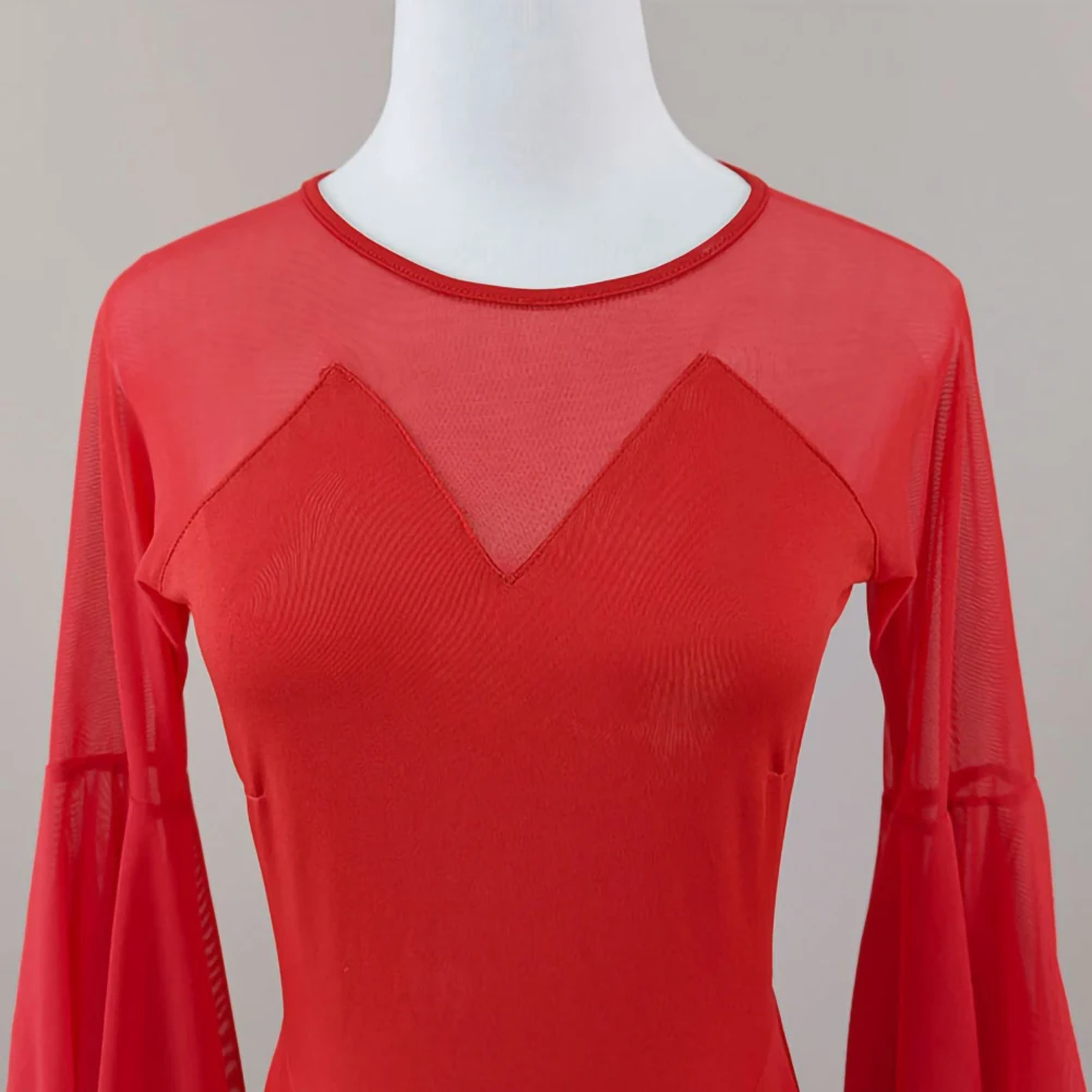 ชุดแสดงเต้นรำบอลรูมสีดำ แขนยาว คอกลม สีชมพู คุณภาพสูง สำหรับเต้นวอลซ์ รุ่นใหม่