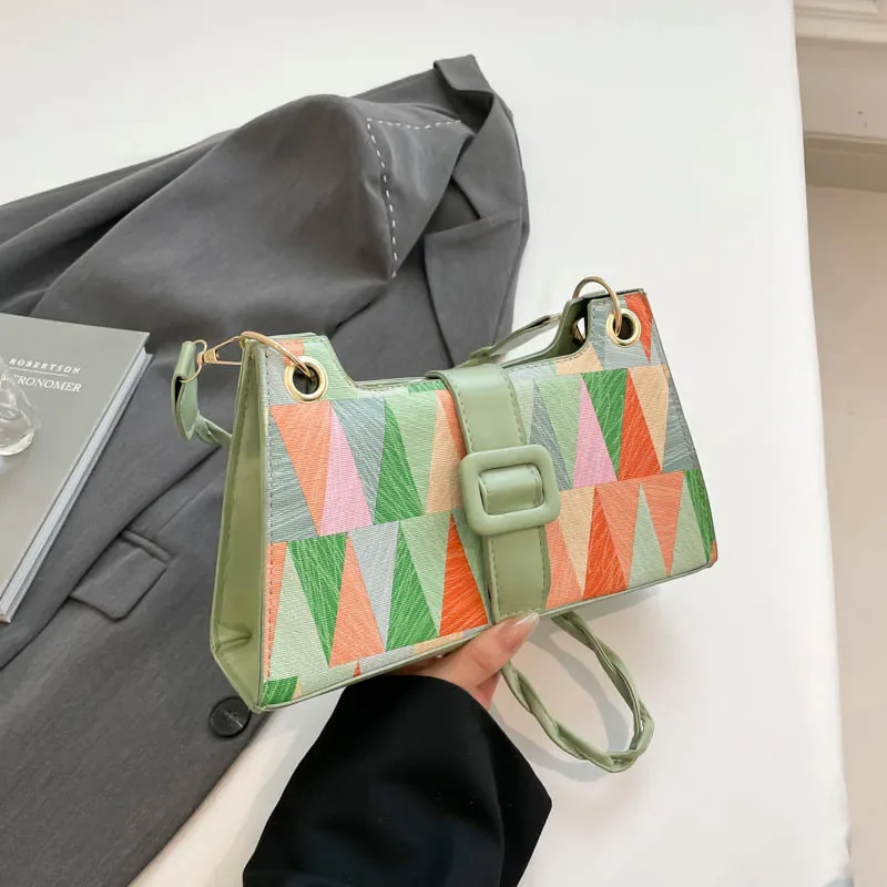 Trendy Color Block Crossbody Bag 2025 New for Women, Lightweight Chain Strap Shoulder Purse, Casual Small Bag for Daily Use