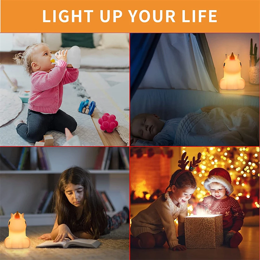 Imagem -06 - Unicórnio Bonito do Silicone Led Night Light Usb Recarregável Quarto Lâmpada de Cabeceira com Controle Remoto para as Crianças do Bebê Presente dos Miúdos