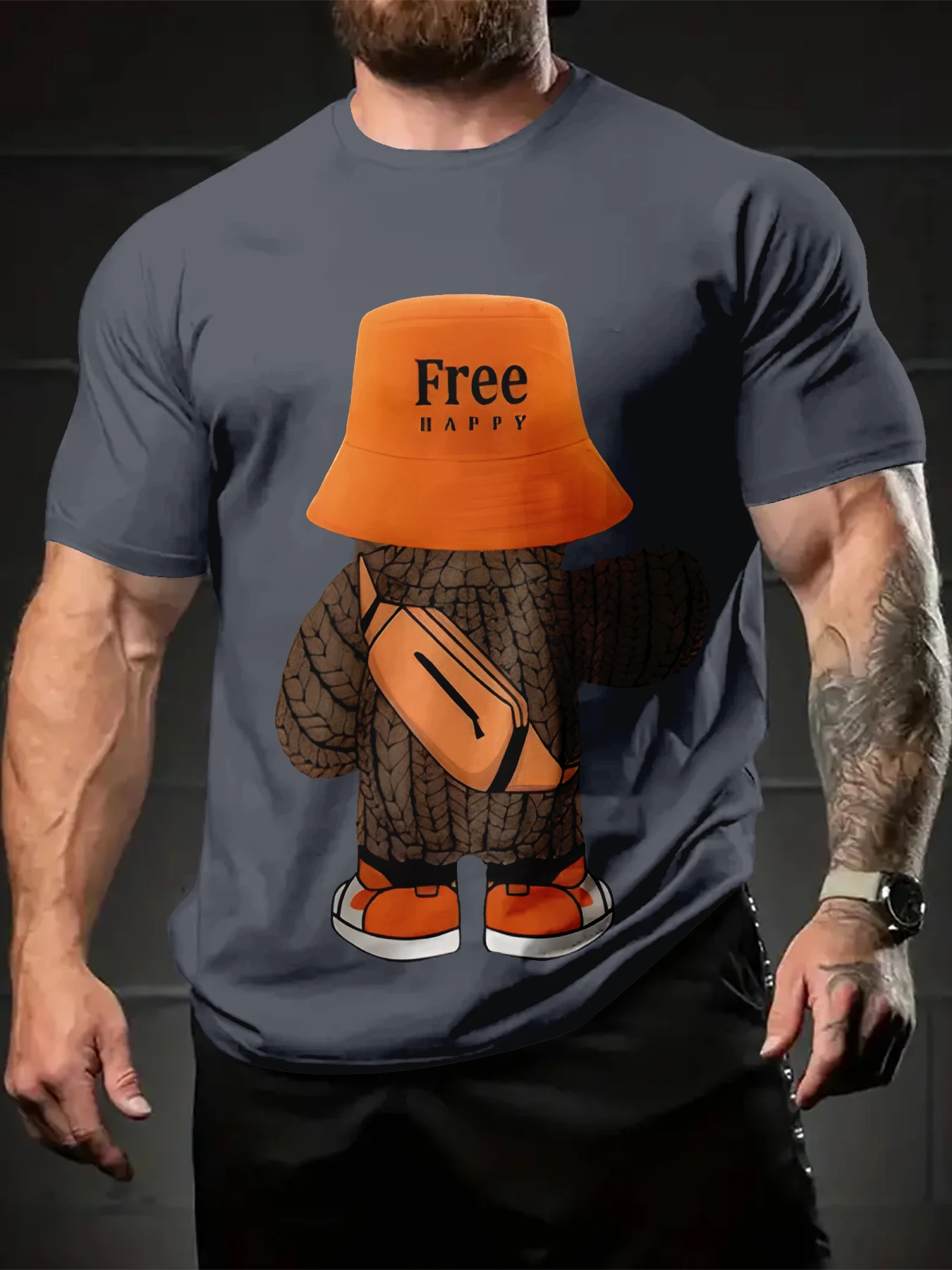 Casual T-shirt met 3D-digitaal print voor heren, modieuze en ademende top