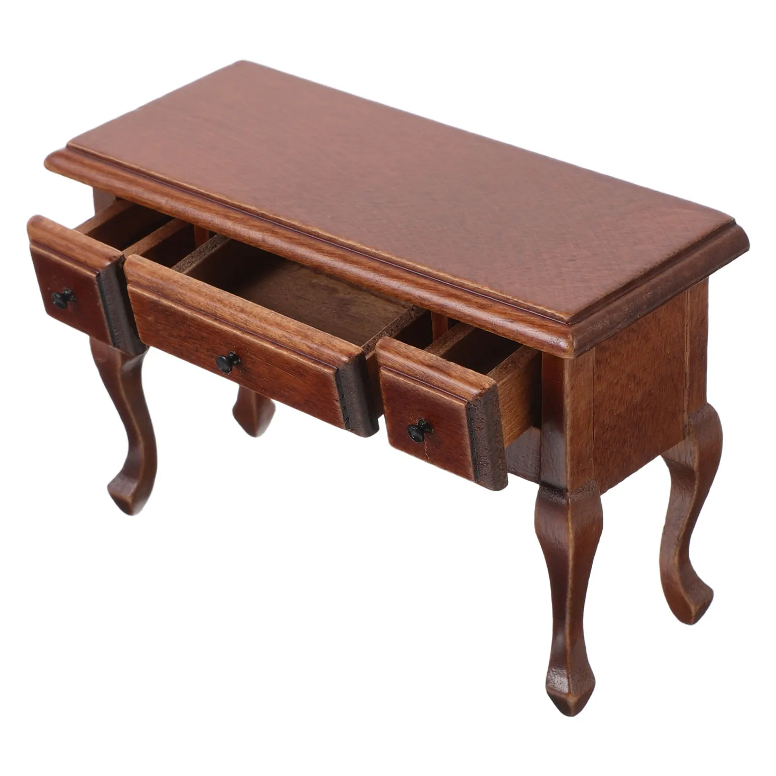 

Miniature Food Toy Scenes Dollhouse Table Model Nightstand Kitchen Dining Wooden Coffee Chestnut Color Realistic Design