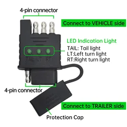 Car trailer wiring harness testing plug 4-pin trailer wiring harness tester, male and female 4-channel signal lamp head