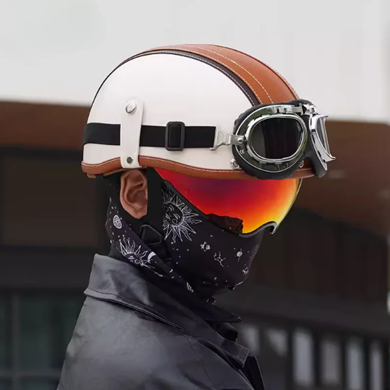 

KAESE Ретро полушлем одобренный DOT круизная педаль электрический мотоциклетный защитный шлем для винтажного стиля Casque Moto