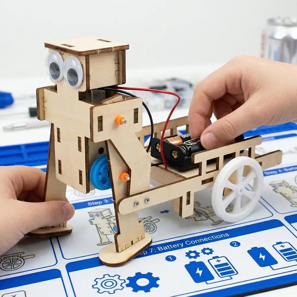 DIY Walking Wooden  Robot Model Educational Science Project for Kids Hands-On Assembly Toy Bionic Robot Jigsaw puzzle toy