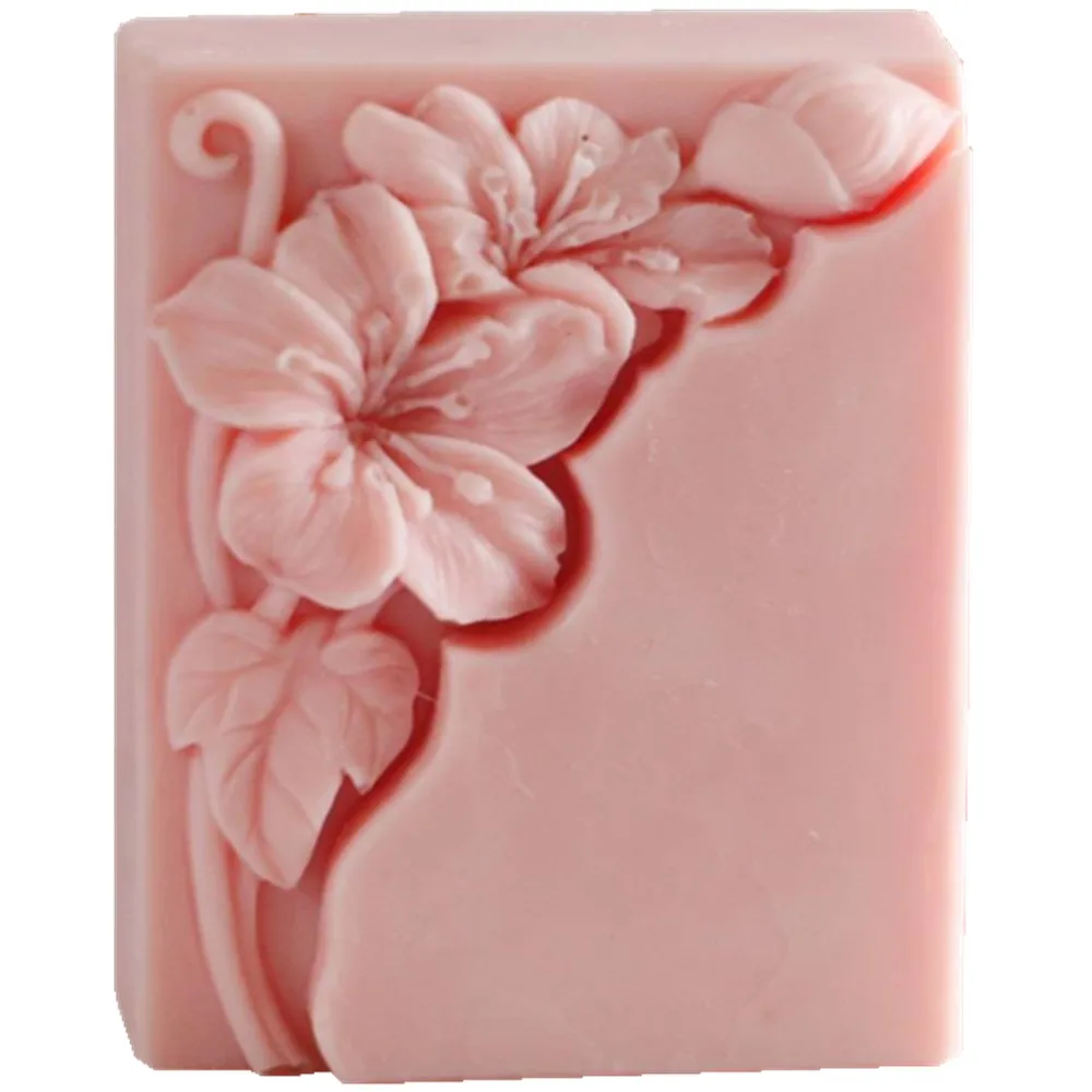 Pretty Floral Soap Mold Rectangle Blossom Flower Soap Making Mould for Cold Process Soap Making Aroma Resin Plaster Crafts Molds