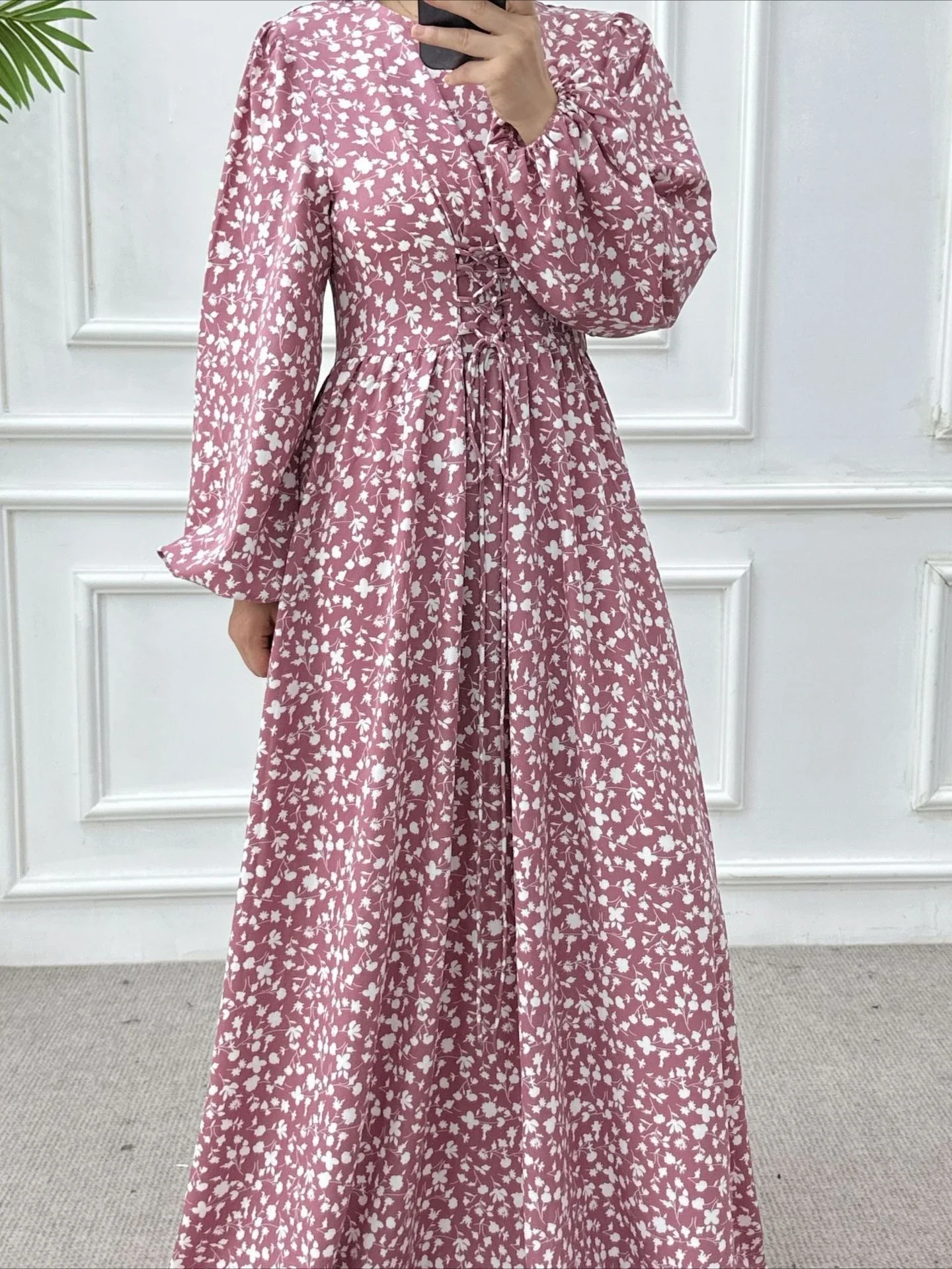 

Ид женское платье мусульманская Абая с цветочным принтом, бандажные платья, вечерние платья Largos, кафтан Джалабия, платья для Рамадана, Дубай, арабский халат 2026