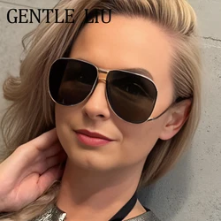 Classic Double Beam Oval Sunglasses Women Men 2024 Luxury Brand Vintage Big Frame Sun Glasses For Ladies Driving Eyewear UV400