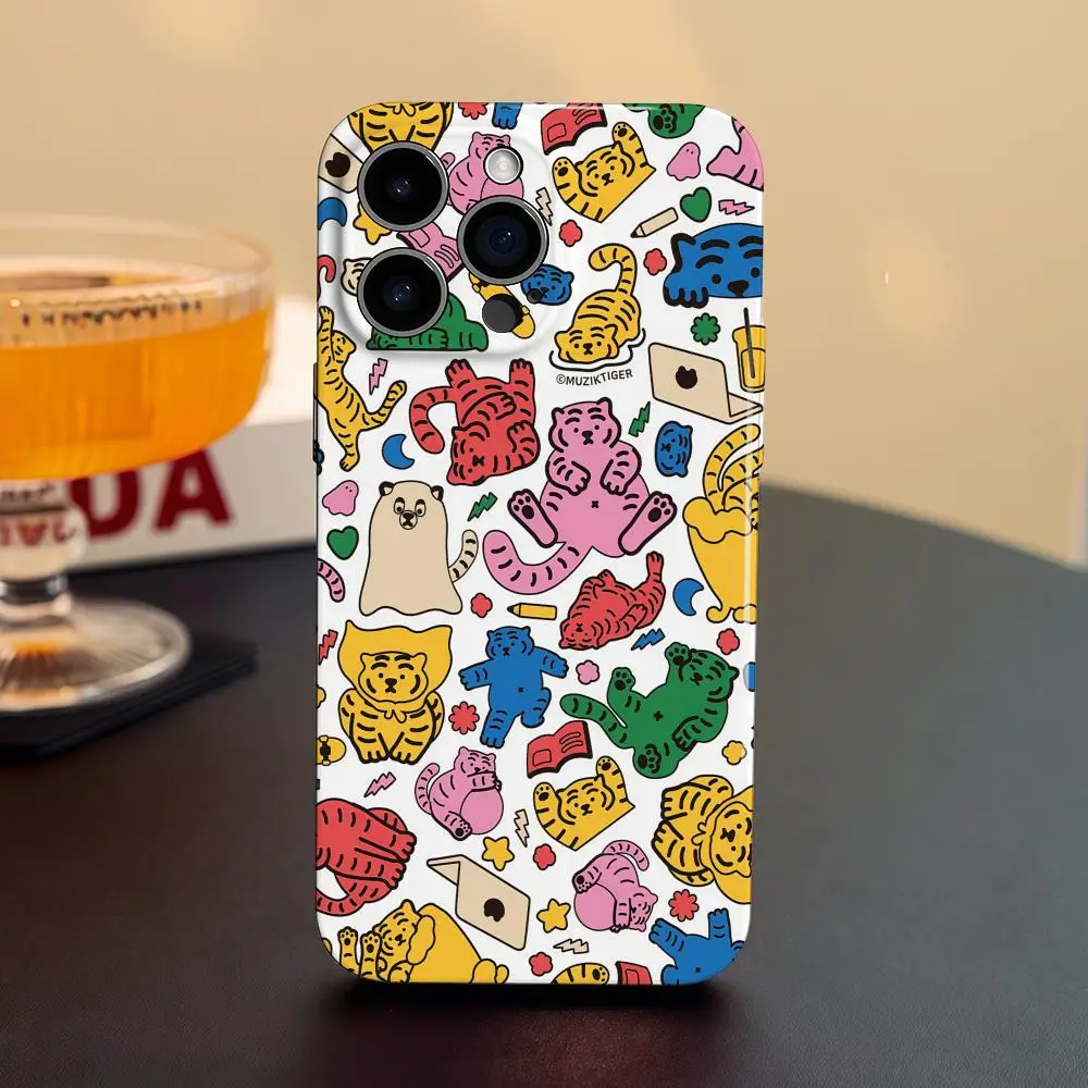 Phone Case For Samsung S25 24 23 22 Ultra Plus Glossy HD Fine Hole Liquid Film Hard Shell Muziks Tiger