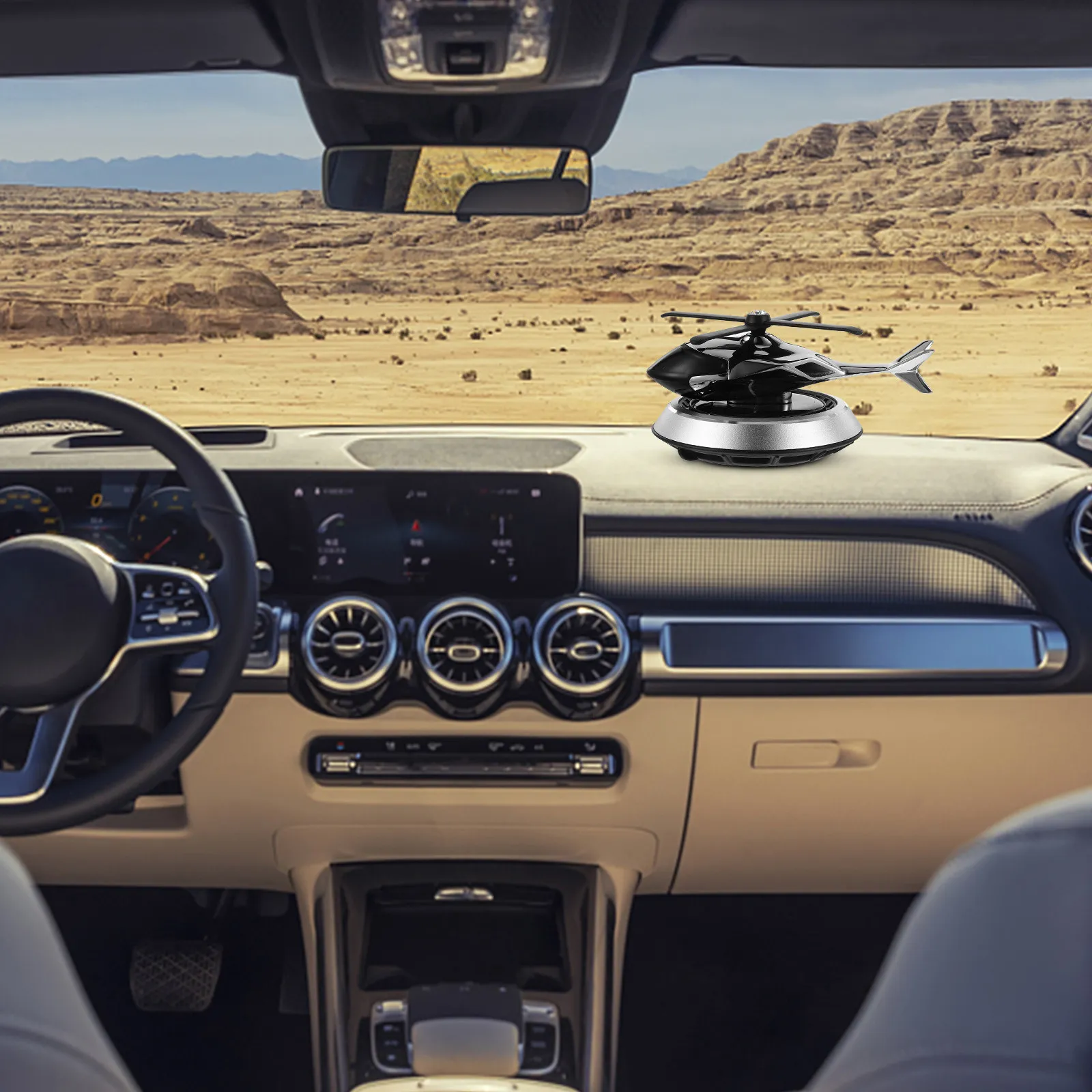 

Car Air Freshener Helicopter Solar Powered Rotating Aromatherapy Diffuser Car Interior Fragrance Decoration Dashboard Ornament