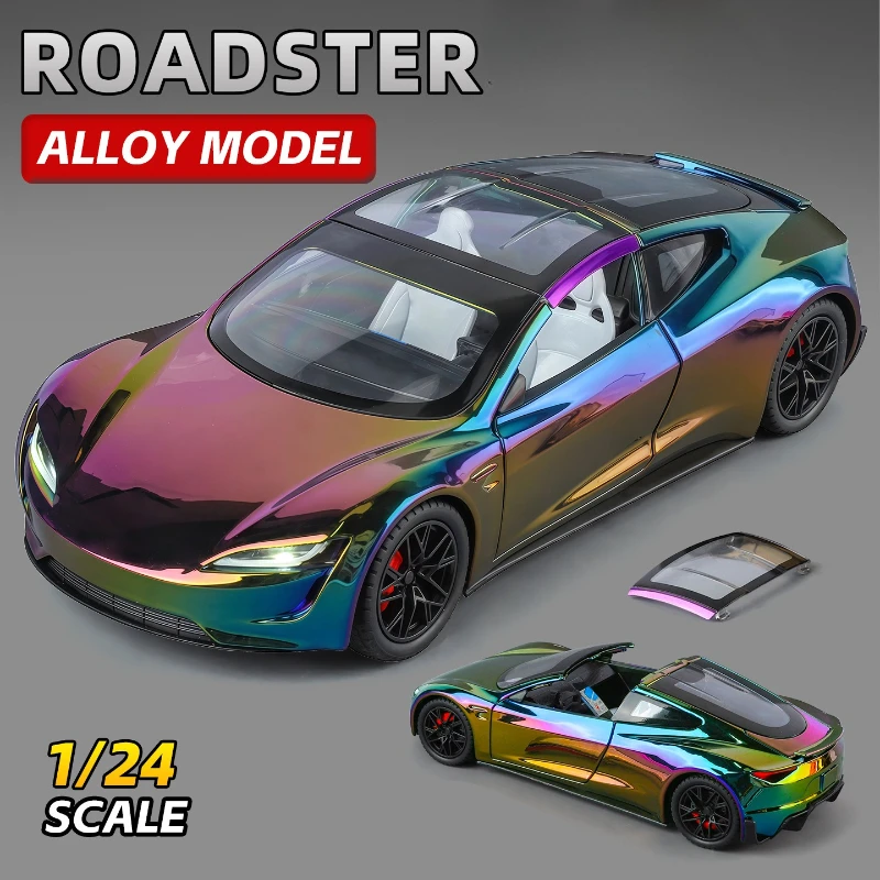 

Моделирование 1:24, литая под давлением модель автомобиля из сплава Roadster со звуковым светом, коллекция миниатюрных игрушечных транспортных средств, подарок на день рождения для мальчиков