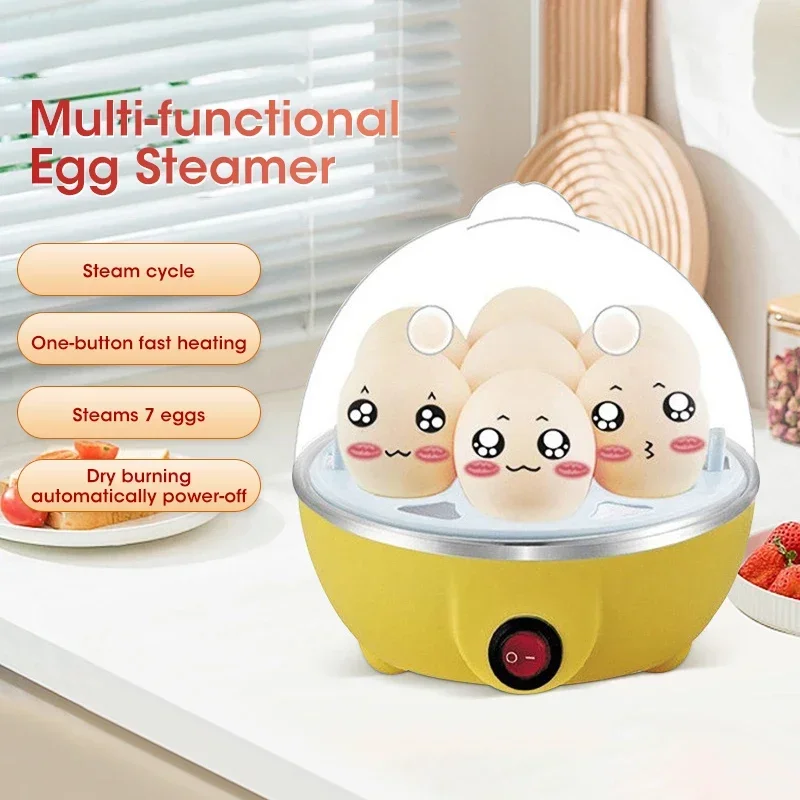 Multifunctional Electric Egg Boiler Monolayer Layer Egg Cooker Mini Steamer Kitchen Cook Breakfast Machine Breakfast Artifact