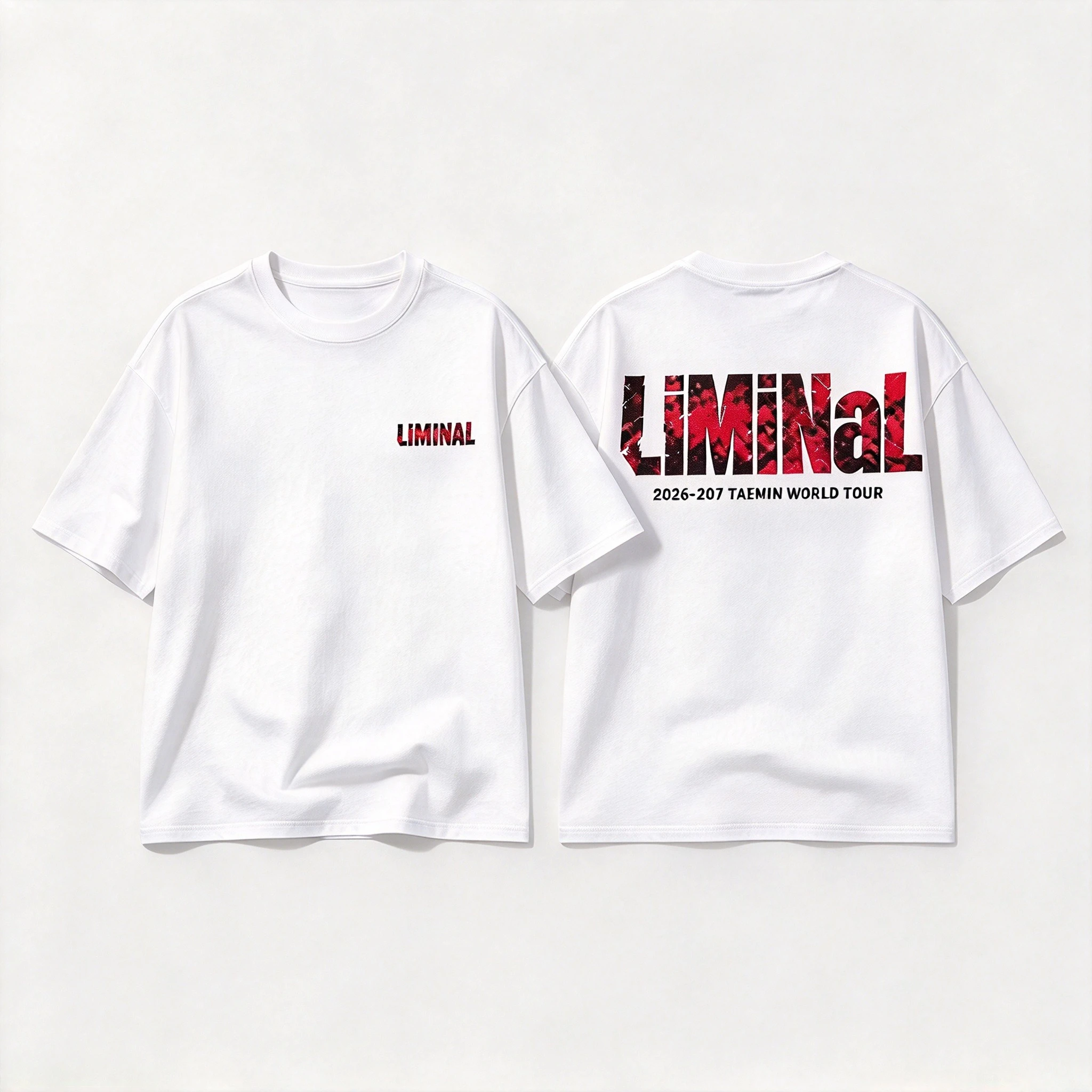 2026‑2027 Taemin LiMiNaL World Tour Family Matching Oversized Unisex Streetwear T Shirt Liminal Red Front Back Print Cotton Tee
