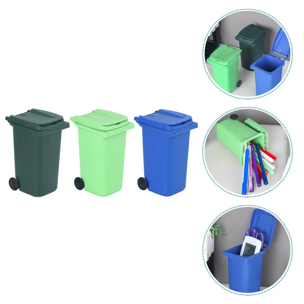 

3Pcs Desktop Trash Can Mini Garbage Bin Covered Small Waste Bucket for Office Home Table Desktop Storage Small Trash Can