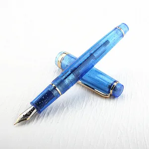 jinhao 82噴水ペンアクリルef/f/m/ベントニブゴールデントリム付きコンバーターライティングペン 6ベストセールスゴールデンペン-4