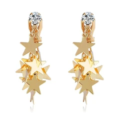 Fashion Gold Silver String Star Clip On Earrings for Without Piercing Women Girl Ear Clips Jewelry Gift