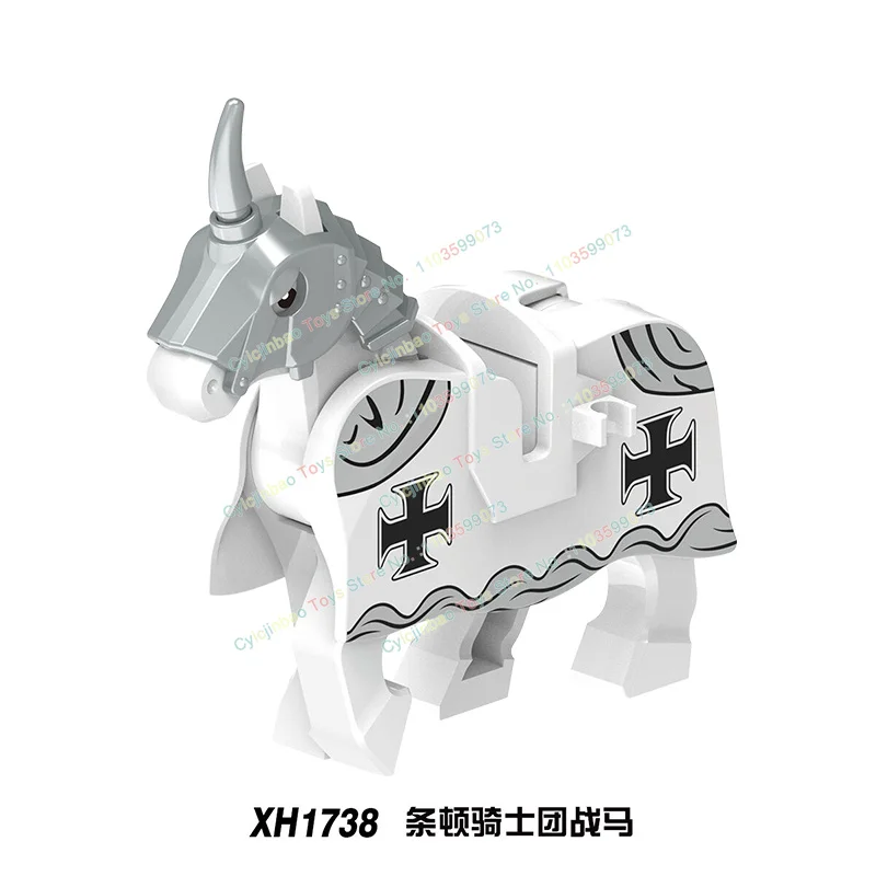 1Pcs Medieval Knight Teutonic Knights Horse Animal Building Blocks Bricks Action Figures DIY Toys For Children X0317