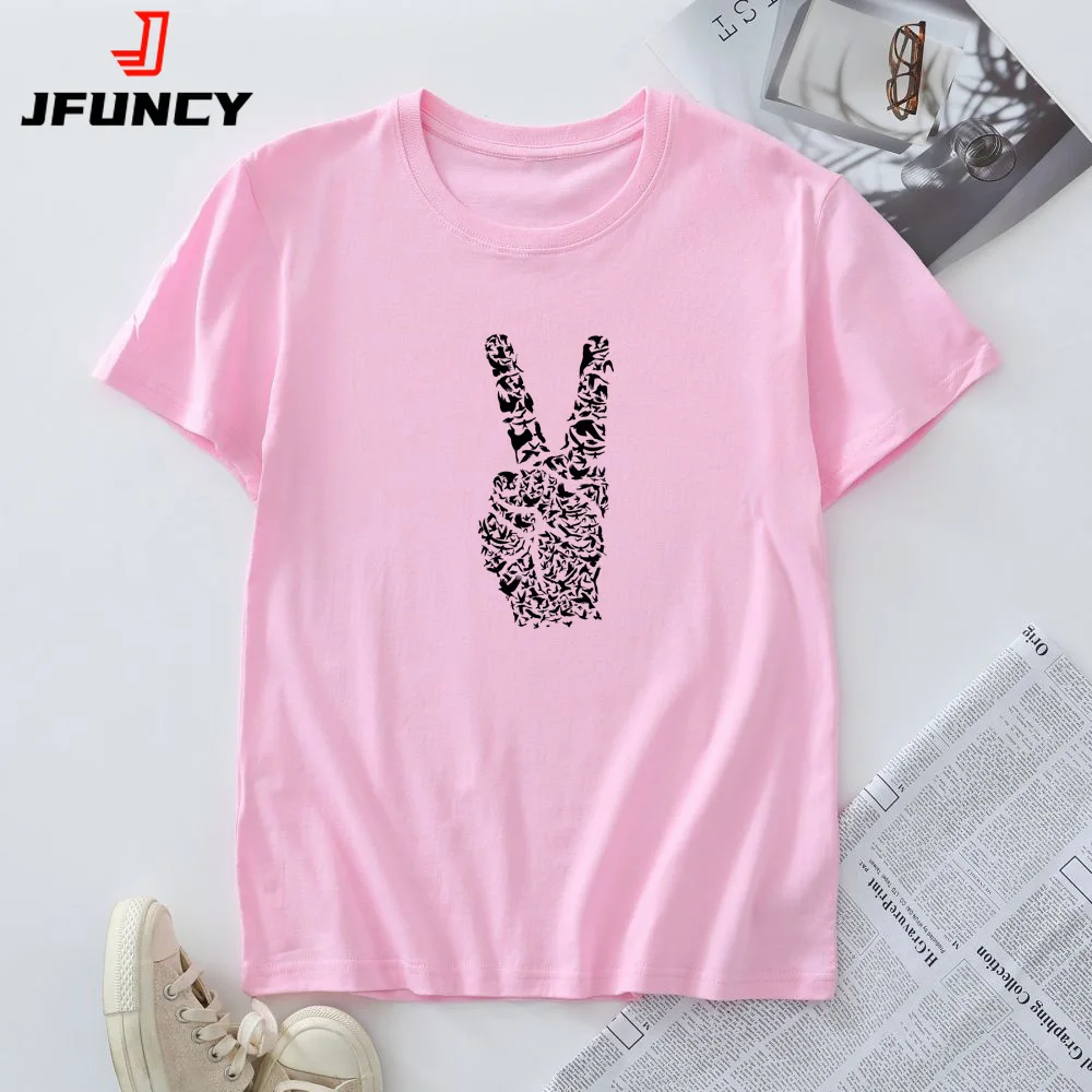 

JFUNCY Women Summer T-shirt Women's Tops Woman Clothing New Graphic T Shirts Female Tshirt Oversized Short Sleeve Tees