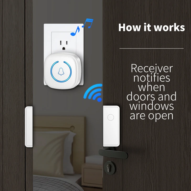 Split type Door And Window Sensor 60 Songs Wireless Door Magnet Sensor Home Protection Security Anti-Theft Alarm Volume Reminder