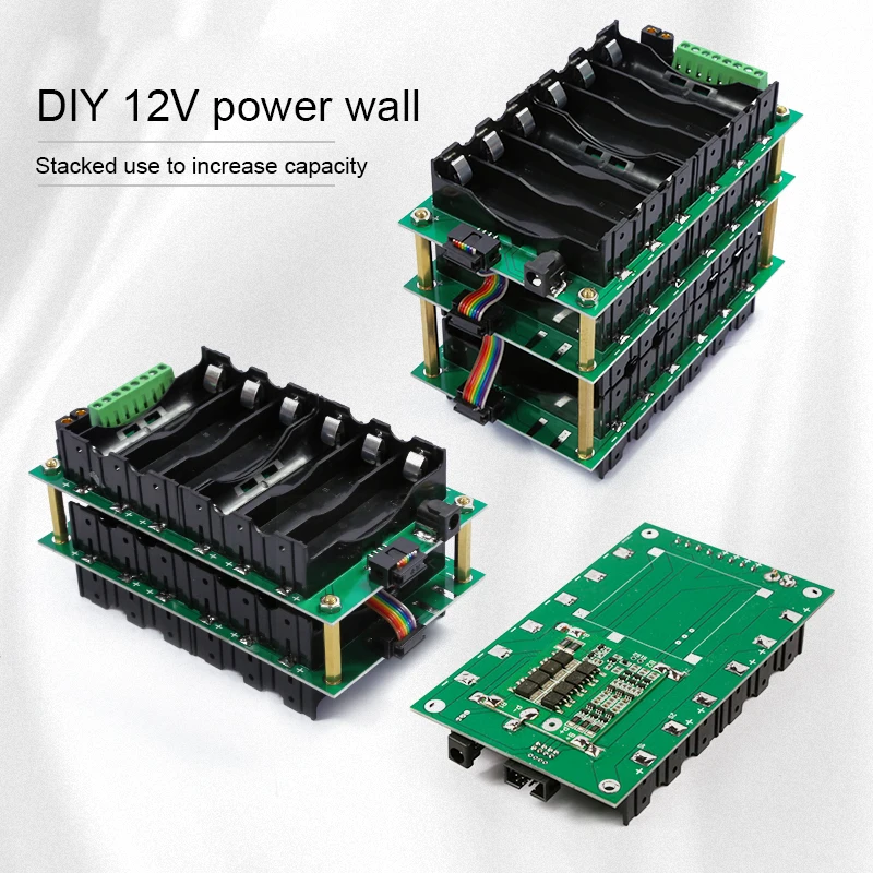 DIY 12V 3S Power Wall Battery Holder 18650 Battery Pack Flushing Protection BMS 18650 Battery Box Can Be Stacked