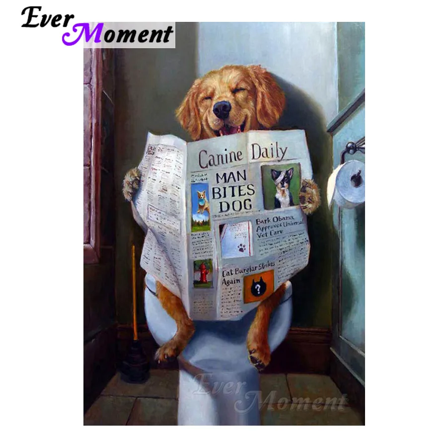 

Алмазная картина Ever Moment, собака, животное, вышивка крестиком, полная квадратная круглая 5D DIY, подарок ручной работы, домашняя вышивка ASF1245