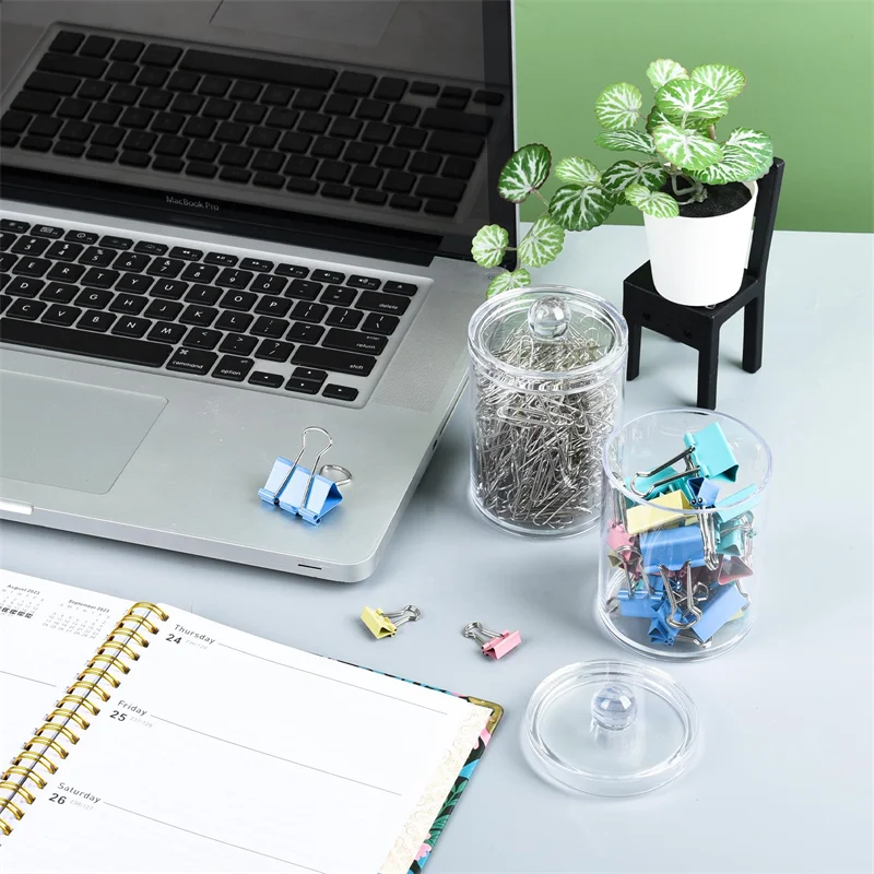 Desktop Multifunctional Circular Storage Box, Transparent Tape Cover Dustproof Double-layer Cotton Swab Jewelry Storage Tube