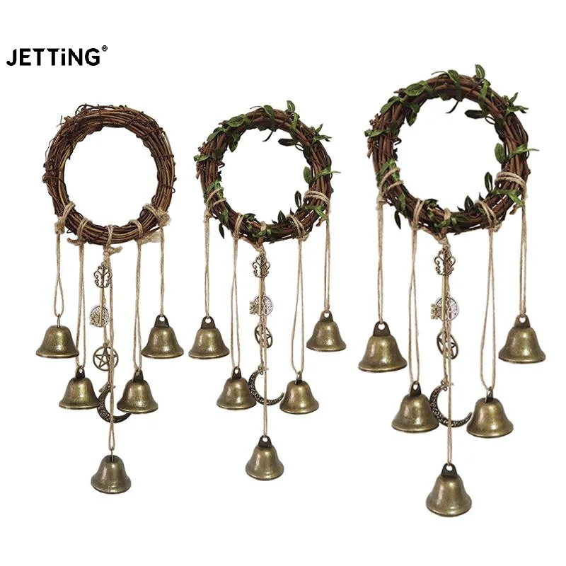 Home Decor Pendant Bell Decoration Vintage Key Bell For Home Door Hanging Witch Rattan Wreath Rope Porch Garden Door Bells