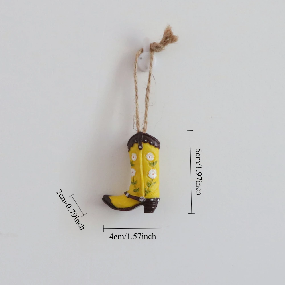 3 قطعة زينة عيد الميلاد الراتنج أحذية رعاة البقر تمثال صغير شجرة عيد الميلاد حلي معلقة النمط الأمريكي ديكور المنزل هدية السنة الجديدة