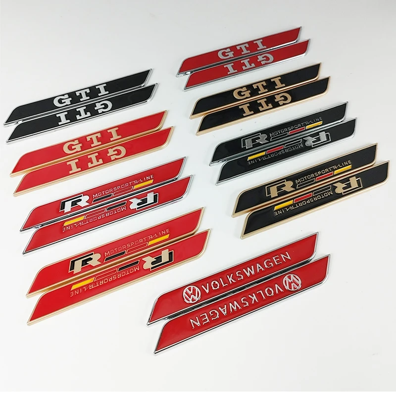 

2Pcs Metal R Line Motor Sport Logo Fender Stickers R GTI Badge Emblem For Volkswagen Passat Bora Golf 6 8 Sagitar Magotan Arteon
