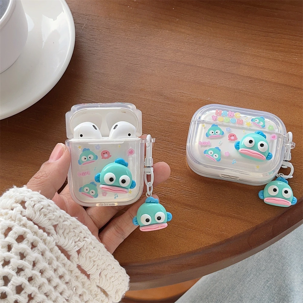 Cute Cartoon Hangyodon Earphone Case For Airpods Pro2 Soft TPU Cover For Airpods 4 3 2 1 pro Wireless Charge Box with Pendant