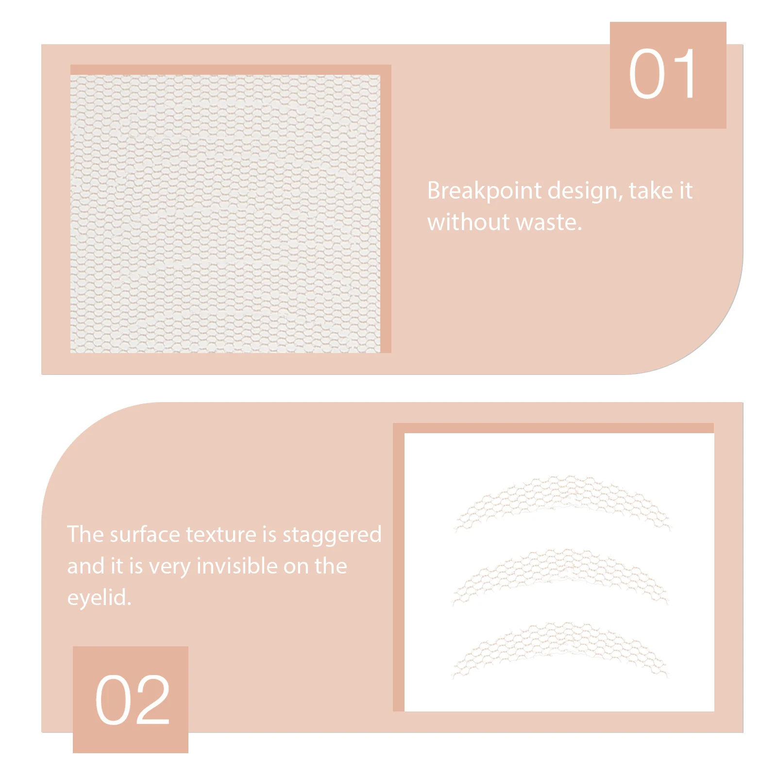 20 pezzi di nastro per doppia palpebra in rete naturale, colore della pelle invisibile, adesivi duraturi, strumento per il trucco degli occhi per occhi più arrotondati ingranditi