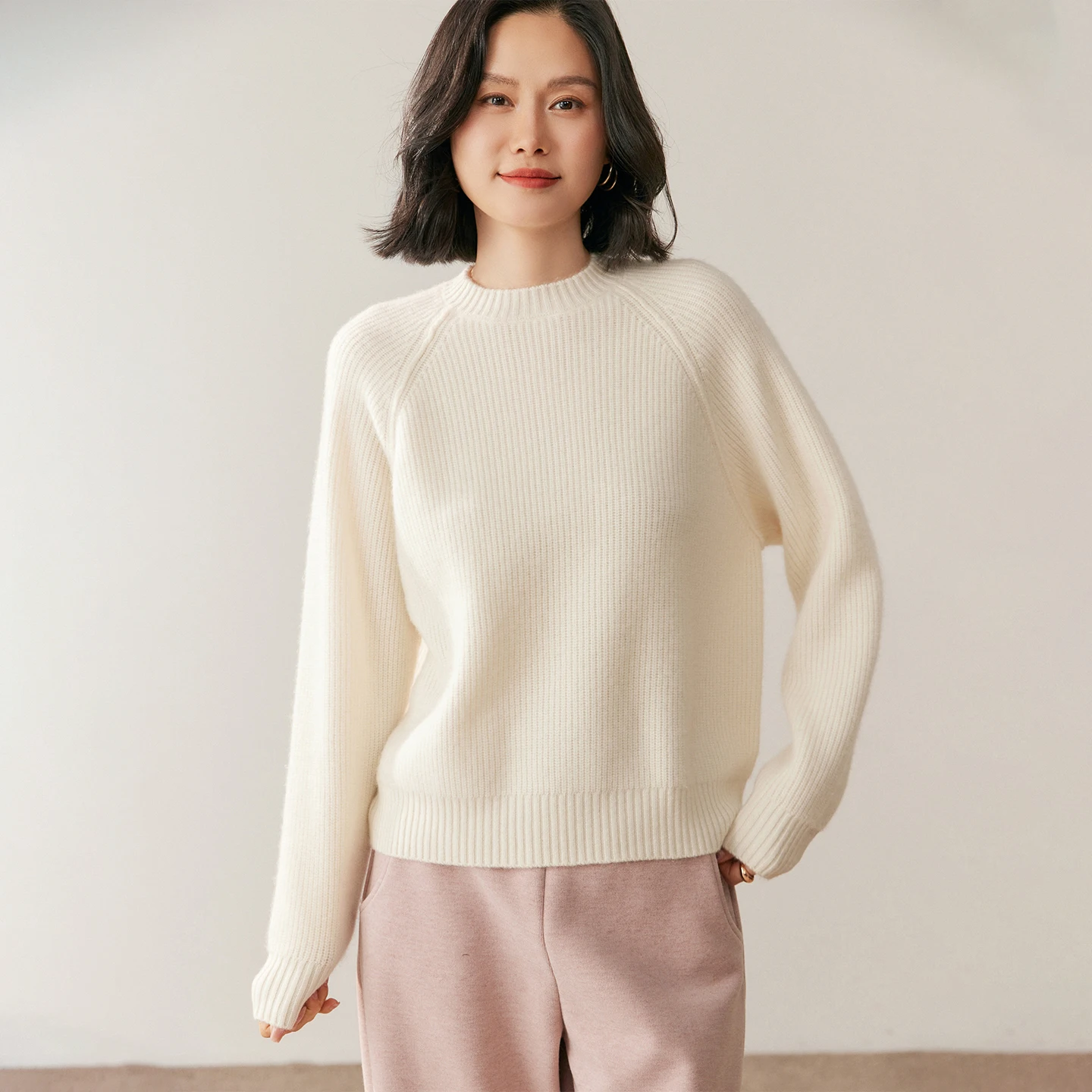 

Women Thicken 100%Pure Cashmere Sweater O-Neck Loose Pullovers Leisure Ingot Needle Long-Sleeved Knitwear High-End Cashmere Tops