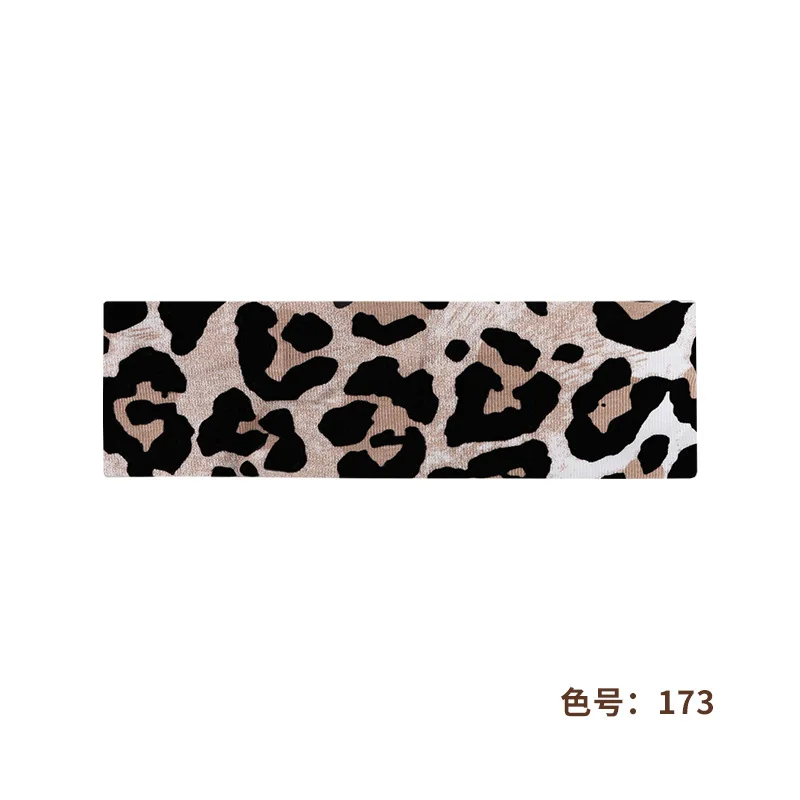 

Yoga Elastic Printed Headband Sports Running Sweat-Wicking Hair Tie Leopard Print Headband Solid Color Headwear Headscarf