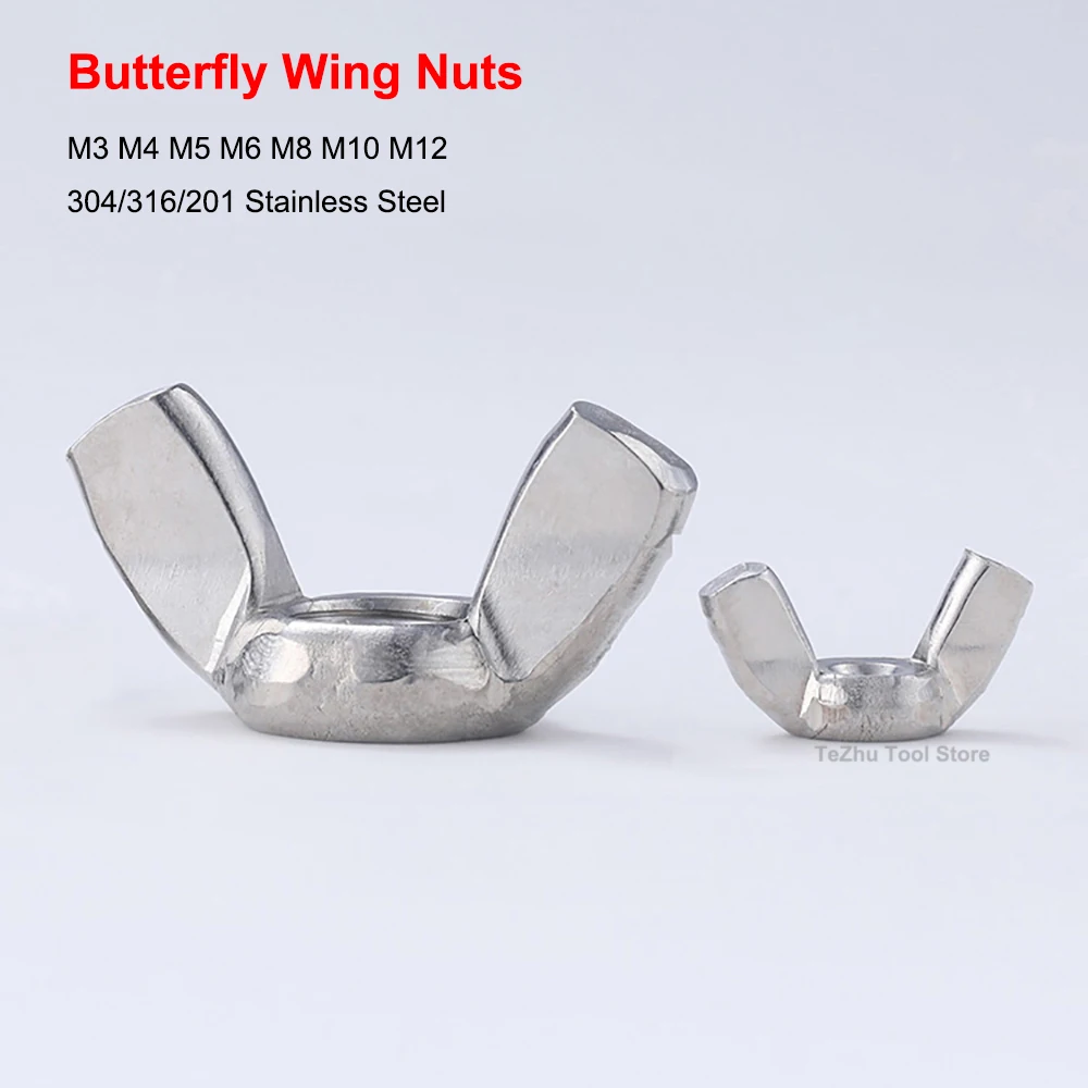 

Butterfly Wing Nuts M3 M4 M5 M6 M8 M10 M12 304/316/201 Stainless Steel Wing Nuts Hand Tighten Nut