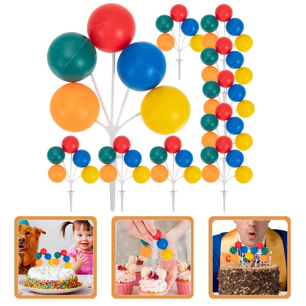 

10 Pcs Cake Decoration Insert Topper Decorations Colorful Round Balloon Cupcake Plastic Bride Fondant