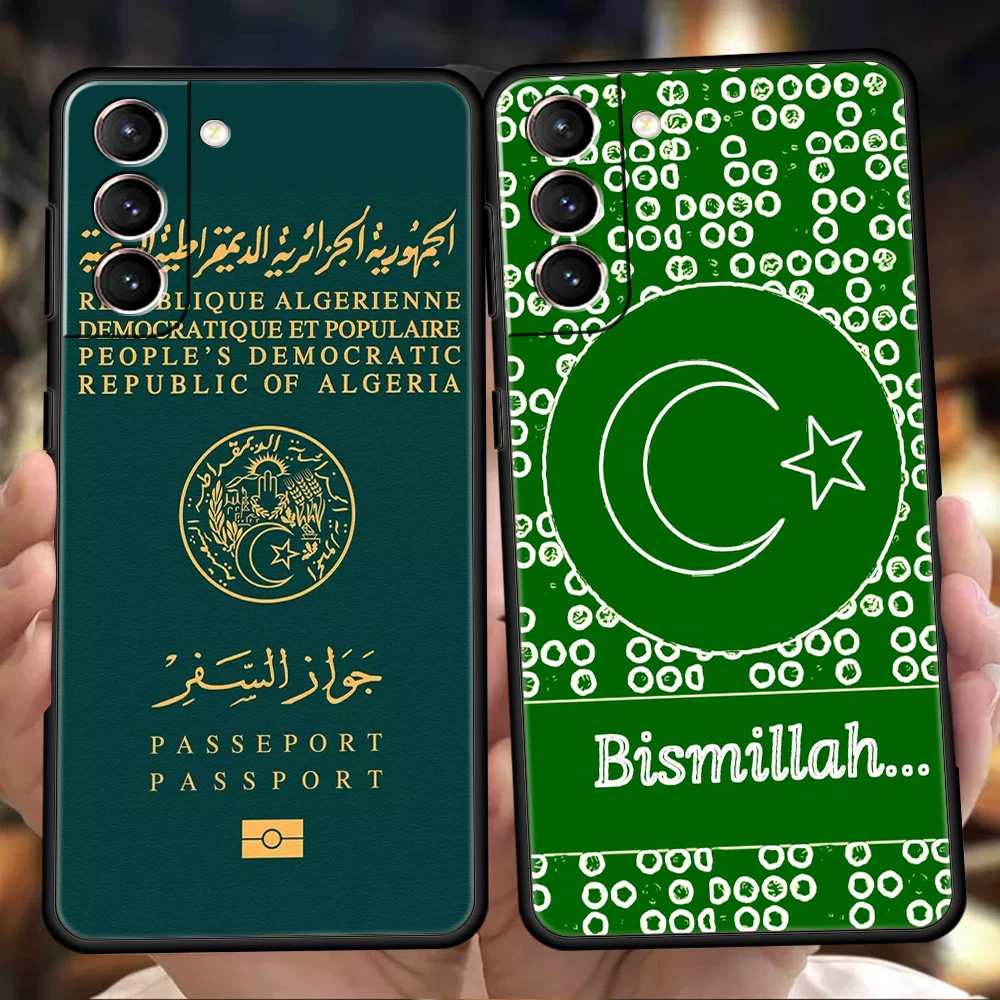 Algeria Passport Phone Case for Samsung Galaxy S24 S23 S22 S20 S21 FE Ultra S10 S10E S9 S8 Plus 5G Soft TPU Cover Shell Capa Bag