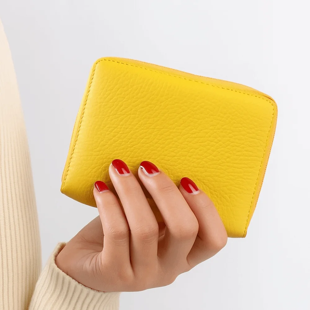 أزياء قصيرة معلقة بطاقة حقيبة متعددة فتحة للبطاقات متعددة الوظائف متعددة بطاقة المحفظة بو الجلود سستة حامل البطاقة التسوق