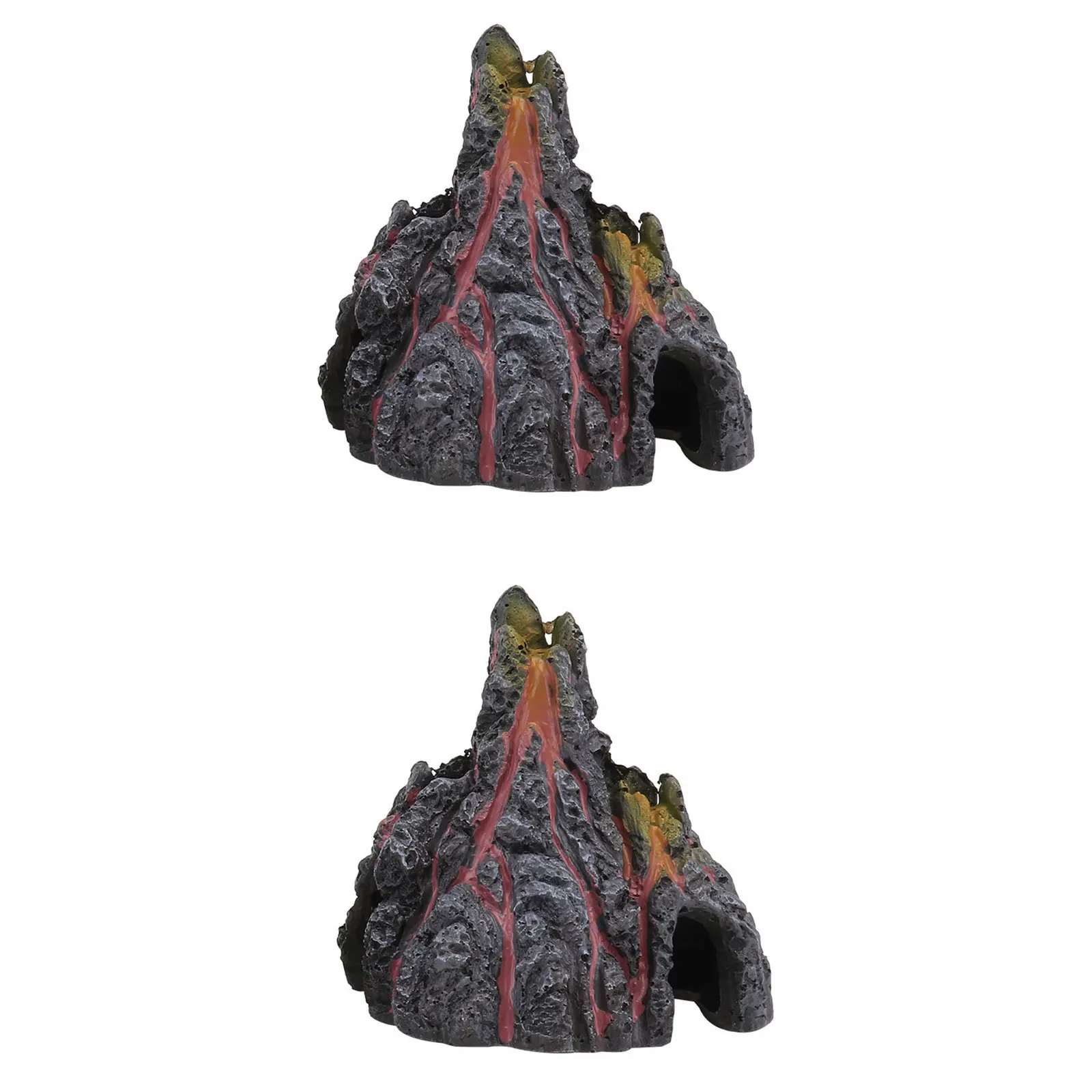 2Pcs Fireproof Simulation Volcano Resin Ornament Creative Fish Tank Accessory Landscape Decor Imitation Volcano