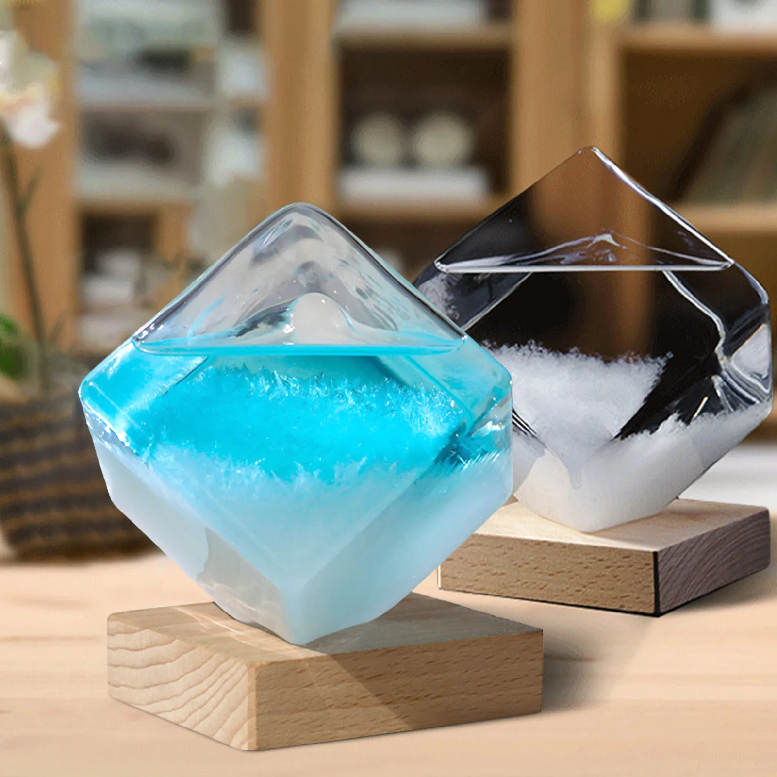 Storm Glass Weather Forecaster - Glass Cube Shape Home Decorative Indoor Weather Predictor Glass Cloud For Office Home Decor